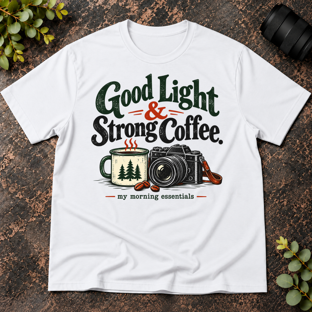 Good Light and Strong Coffee Morning Essentials T-Shirt