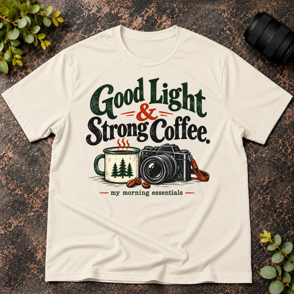 Good Light and Strong Coffee Morning Essentials T-Shirt